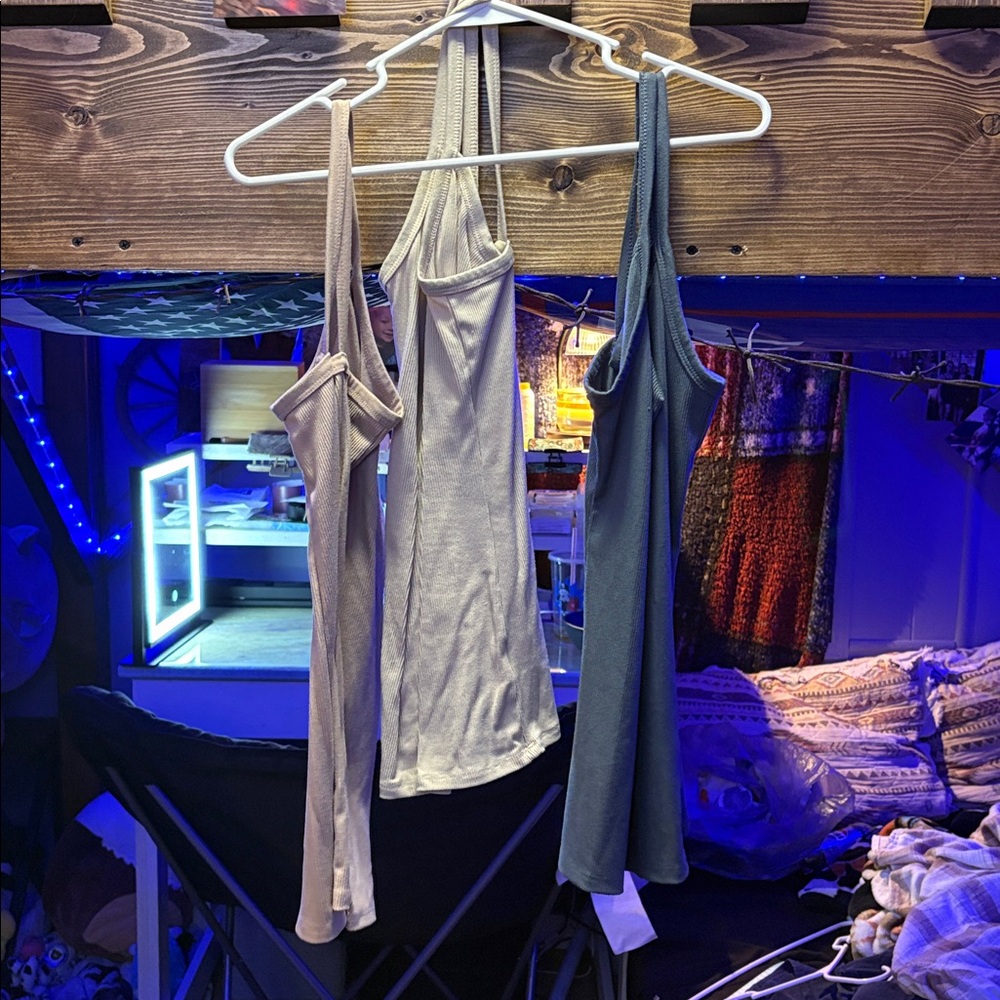 Stylish Women's Camisole Set - Cream, Gray, and Blue